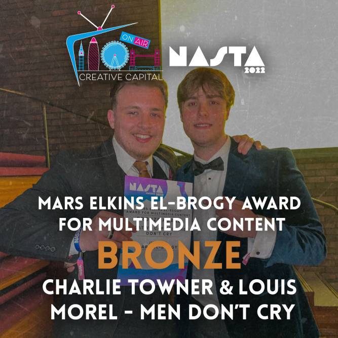 Charlie Towner and Louis Morel win NaSTA bronze for men don't cry podcast